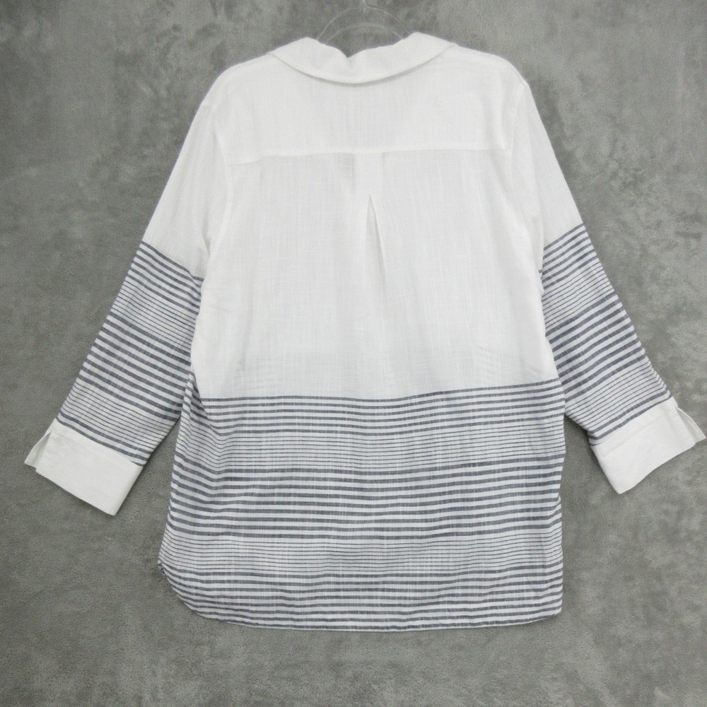 Vineyard Vines Top Women XL Striped Metallic Tunic Nautical Coastal Resort Navy - Picture 2 of 12